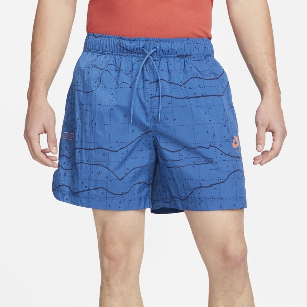 NEW Nike Air Men's Lined Woven Graphic Shorts DM5226-407 Dark Blue Madder Root